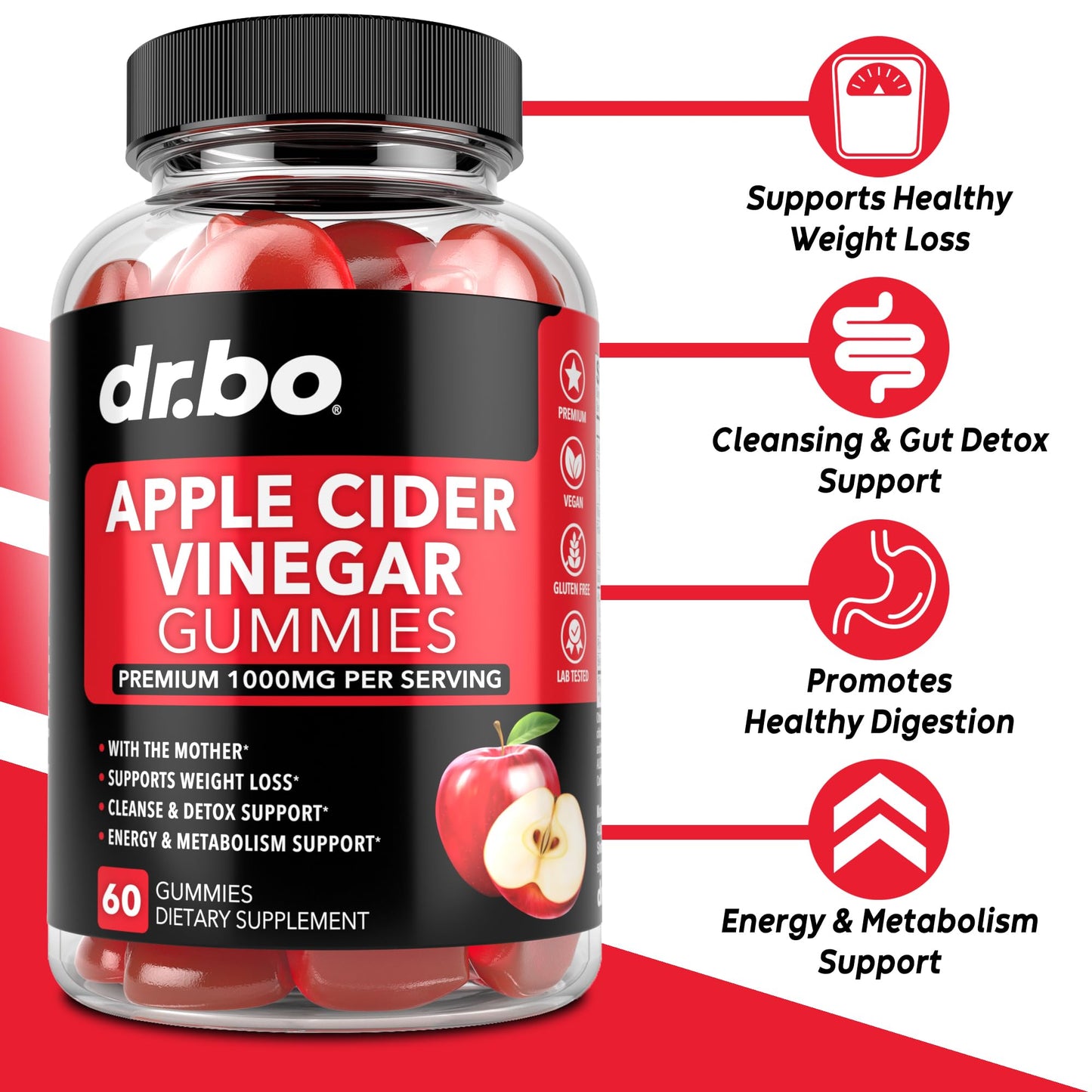 ACV Apple Cider Vinegar Gummies - Natural Support for Advanced Weight Loss, Detox, Cleansing, Digestion Plus Gut Health - ACV Gummies Supplements with 1000MG Apple Cider - dailyvitalstore