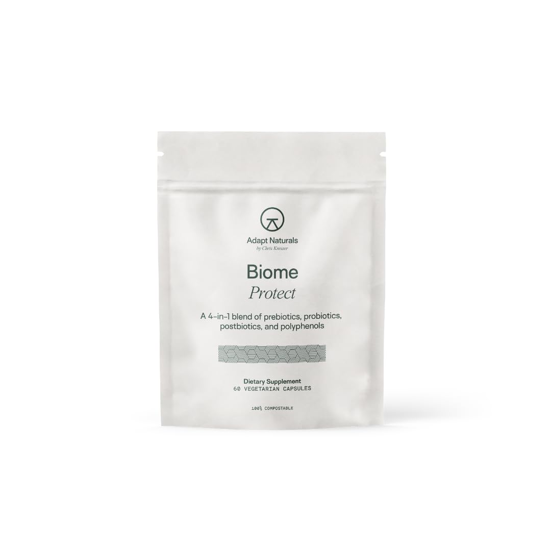 Adapt Naturals 4-in-1 Biome Protect Prebiotics, Probiotics Supplement Postbiotics & Polyphenols for Microbiome, Gut Health & Defense for Women & Men, 30 Day Supply - dailyvitalstore