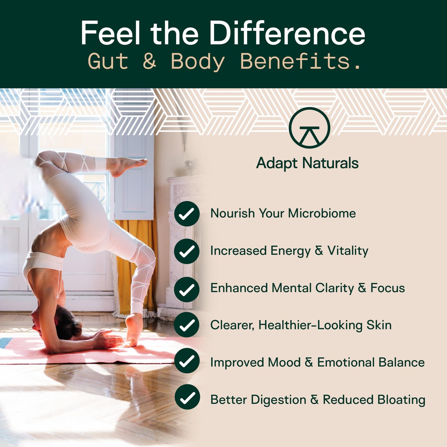Adapt Naturals 4-in-1 Biome Protect Prebiotics, Probiotics Supplement Postbiotics & Polyphenols for Microbiome, Gut Health & Defense for Women & Men, 30 Day Supply - dailyvitalstore