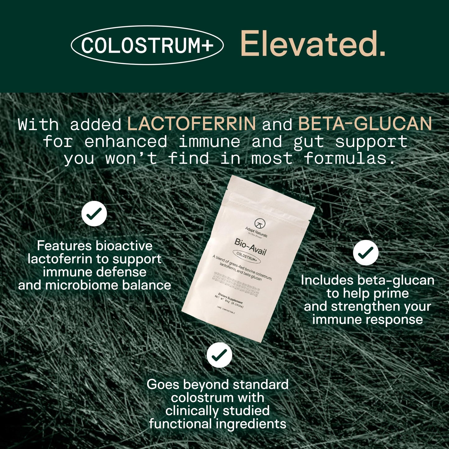 Adapt Naturals Colostrum Supplement with Lactoferrin & Beta-Glucan, Bio-Avail Grass Fed Bovine Colostrum Powder for Gut Health, Immune Support & Vitality - dailyvitalstore