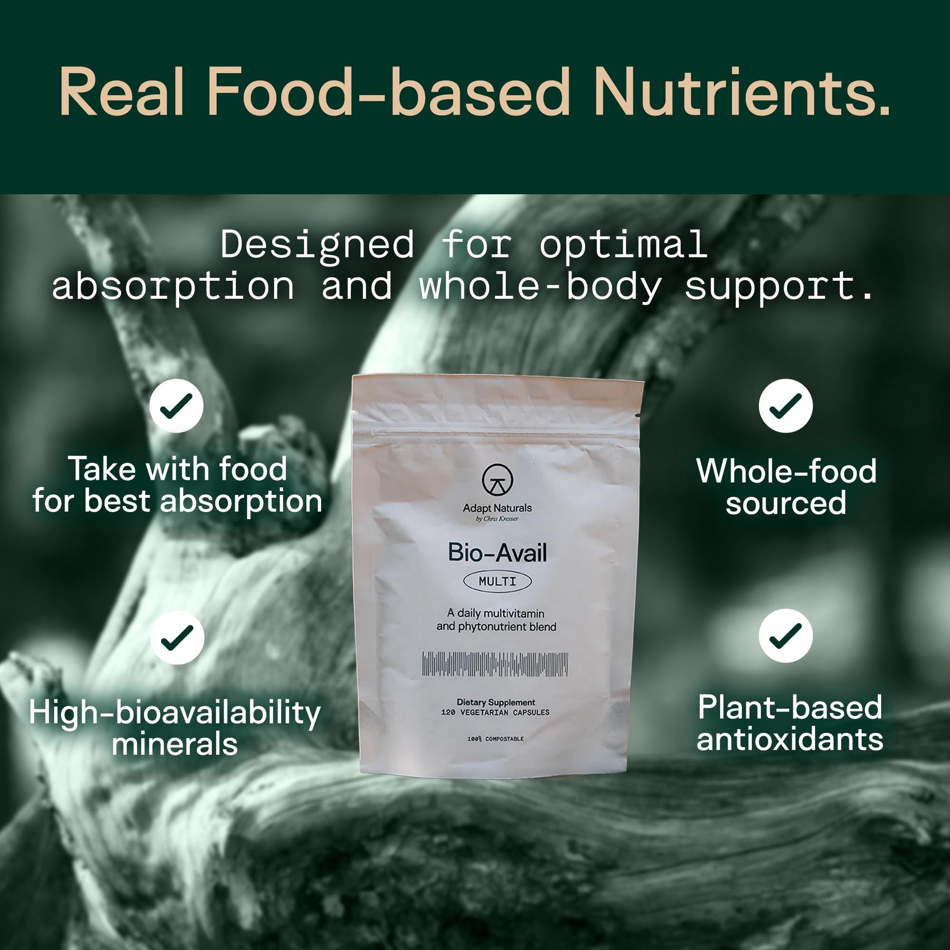 Adapt Naturals Multivitamin for Women & Men, Bioavailable Easy-to-Absorb Multivitamin Daily Supplement with Biotin, Niacin, Vitamin A, B, C, D, E, K1, Zinc, Magnesium - Immune Support - 30 Day Supply - dailyvitalstore