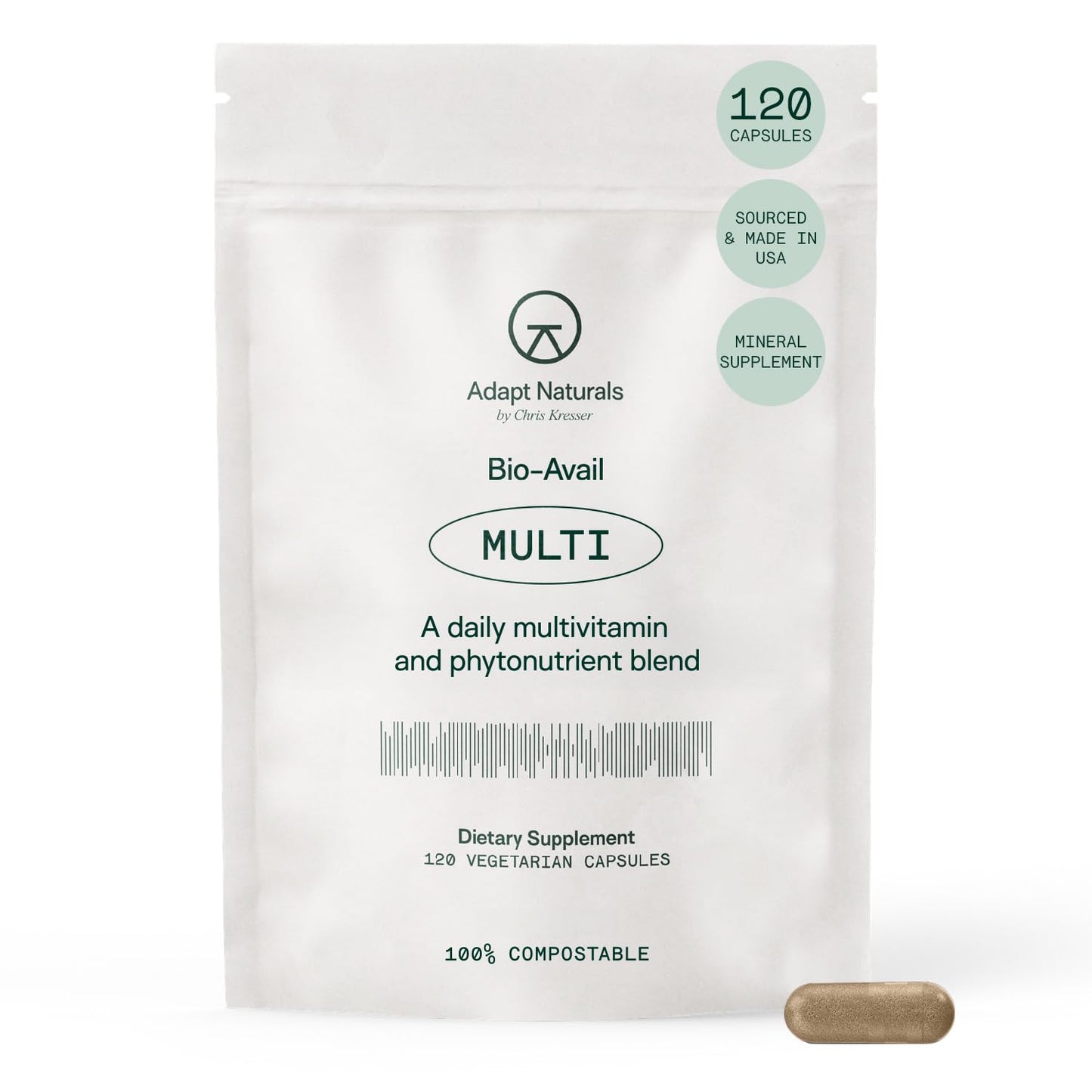 Adapt Naturals Multivitamin for Women & Men, Bioavailable Easy-to-Absorb Multivitamin Daily Supplement with Biotin, Niacin, Vitamin A, B, C, D, E, K1, Zinc, Magnesium - Immune Support - 30 Day Supply - dailyvitalstore