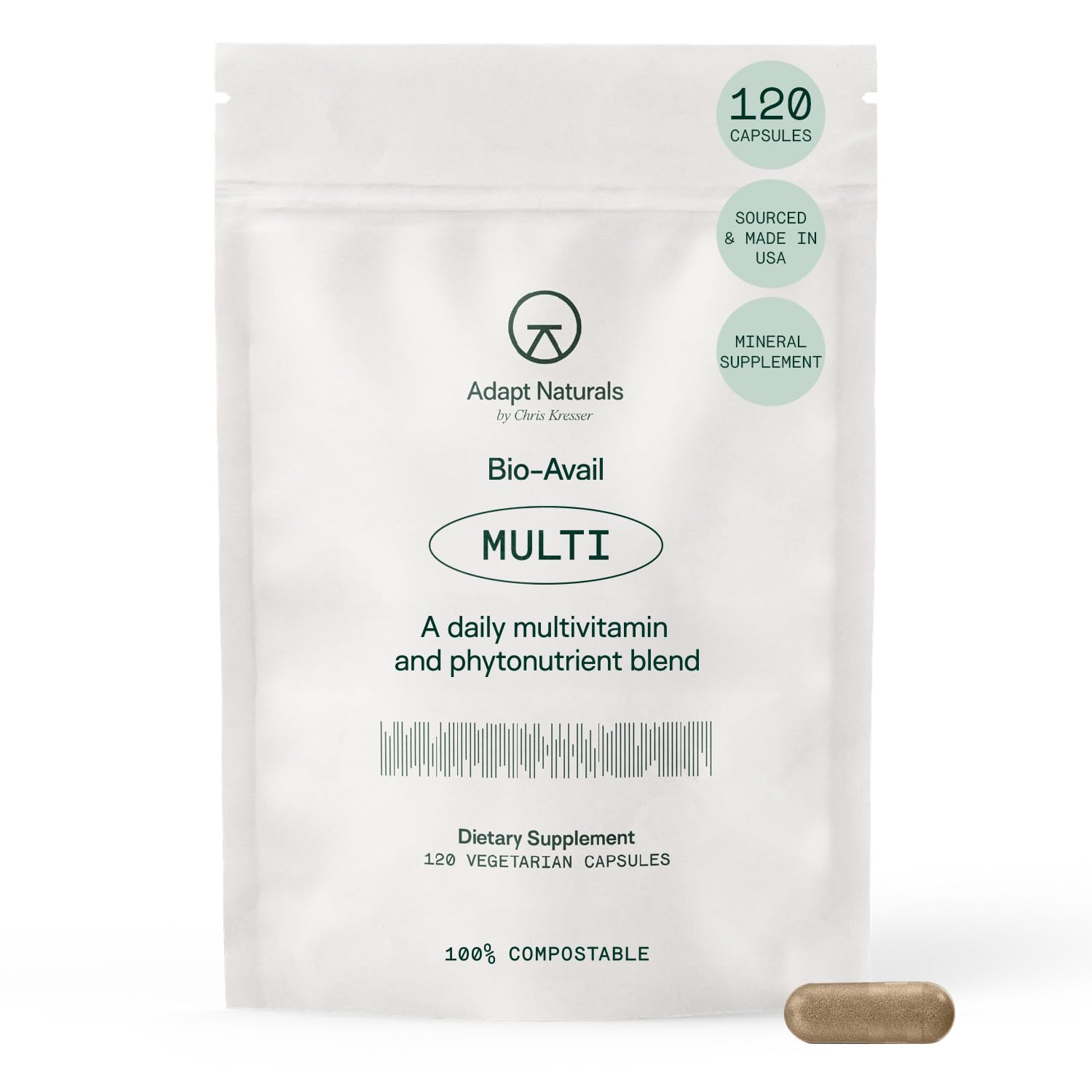 Adapt Naturals Multivitamin for Women & Men, Bioavailable Easy-to-Absorb Multivitamin Daily Supplement with Biotin, Niacin, Vitamin A, B, C, D, E, K1, Zinc, Magnesium - Immune Support - 30 Day Supply - dailyvitalstore