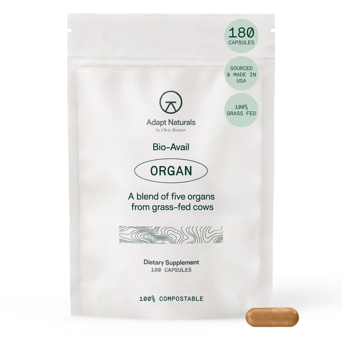 Adapt Naturals Organ Supplement, Bioavailable Grass Fed Beef Liver Capsules, Blend of Liver, Heart, Kidney, Pancreas & Spleen, Support Liver Cleanse Detox & Repair | Source of CoQ10-30 Days Supply - dailyvitalstore