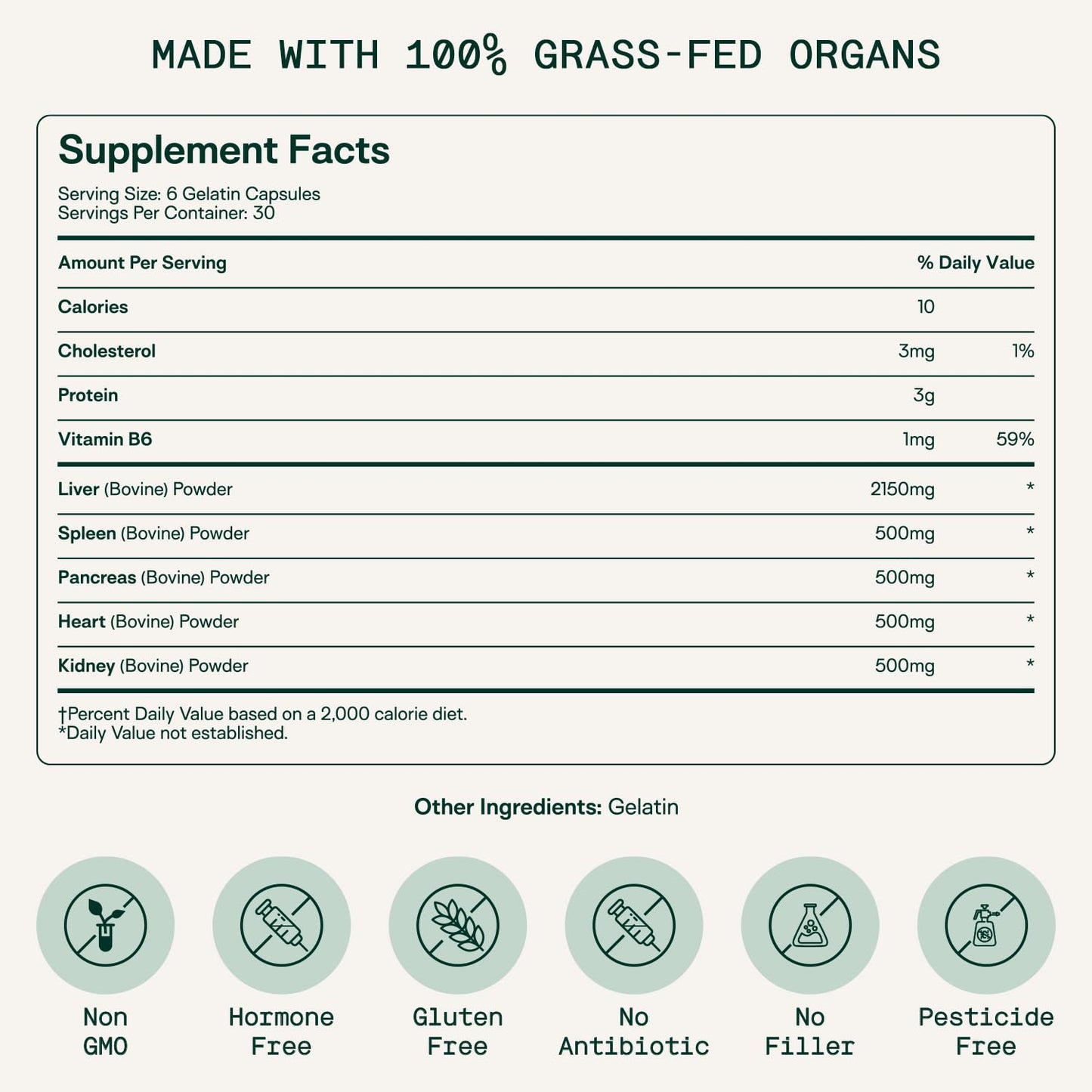 Adapt Naturals Organ Supplement, Bioavailable Grass Fed Beef Liver Capsules, Blend of Liver, Heart, Kidney, Pancreas & Spleen, Support Liver Cleanse Detox & Repair | Source of CoQ10-30 Days Supply - dailyvitalstore