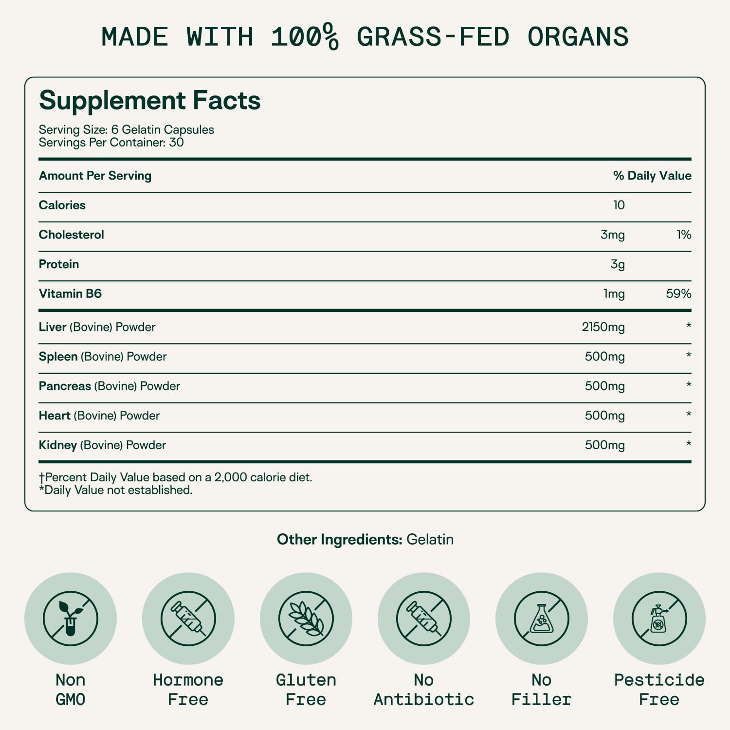 Adapt Naturals Organ Supplement, Bioavailable Grass Fed Beef Liver Capsules, Blend of Liver, Heart, Kidney, Pancreas & Spleen, Support Liver Cleanse Detox & Repair | Source of CoQ10-30 Days Supply - dailyvitalstore