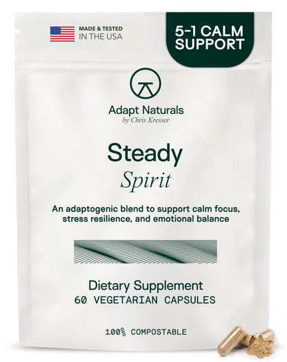 Adapt Naturals Steady Spirit Stress, Anxiety & Mood Support Supplement for Women and Men with Ashwagandha, L-Theanine, Holy Basil, Saffron, and Lemon Balm - Stress Relief Supplement - 30 Day Supply - dailyvitalstore