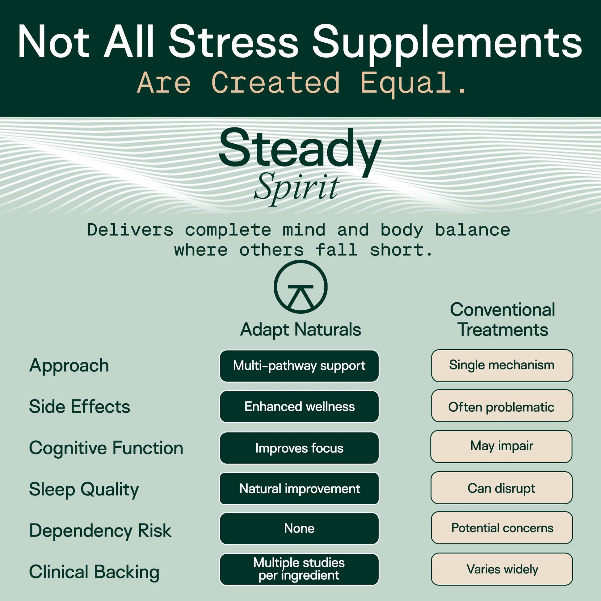 Adapt Naturals Steady Spirit Stress, Anxiety & Mood Support Supplement for Women and Men with Ashwagandha, L-Theanine, Holy Basil, Saffron, and Lemon Balm - Stress Relief Supplement - 30 Day Supply - dailyvitalstore