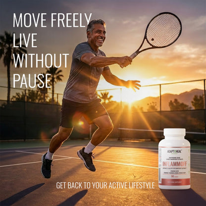 ADAPTOHEAL Inflammoff - Adaptogenic Supplement Designed to Support Joint, Muscle and Tissue Inflammation Naturally, 8 Highly Concentrated extracts with Turmeric and Rhodiola rosea (90 Capsules) - dailyvitalstore