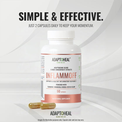 ADAPTOHEAL Inflammoff - Adaptogenic Supplement Designed to Support Joint, Muscle and Tissue Inflammation Naturally, 8 Highly Concentrated extracts with Turmeric and Rhodiola rosea (90 Capsules) - dailyvitalstore