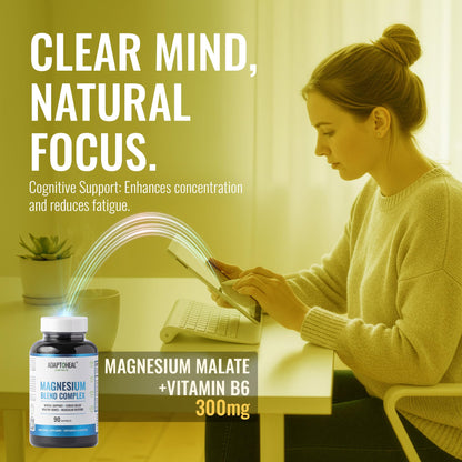 ADAPTOHEAL Magnesium Complex – Glycinate, Malate & Citrate with Vitamin B6, Sleep Support, Stress Relief, Muscle Relaxation, Nervous System Support – 90 Capsules - dailyvitalstore