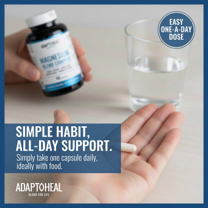 ADAPTOHEAL Magnesium Complex – Glycinate, Malate & Citrate with Vitamin B6, Sleep Support, Stress Relief, Muscle Relaxation, Nervous System Support – 90 Capsules - dailyvitalstore