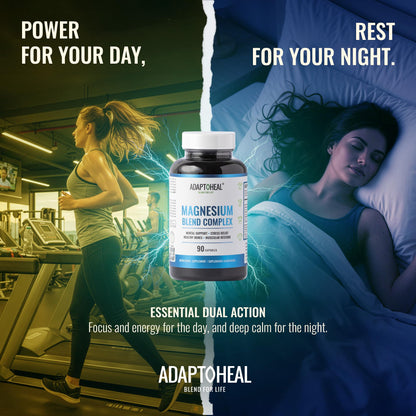 ADAPTOHEAL Magnesium Complex – Glycinate, Malate & Citrate with Vitamin B6, Sleep Support, Stress Relief, Muscle Relaxation, Nervous System Support – 90 Capsules - dailyvitalstore