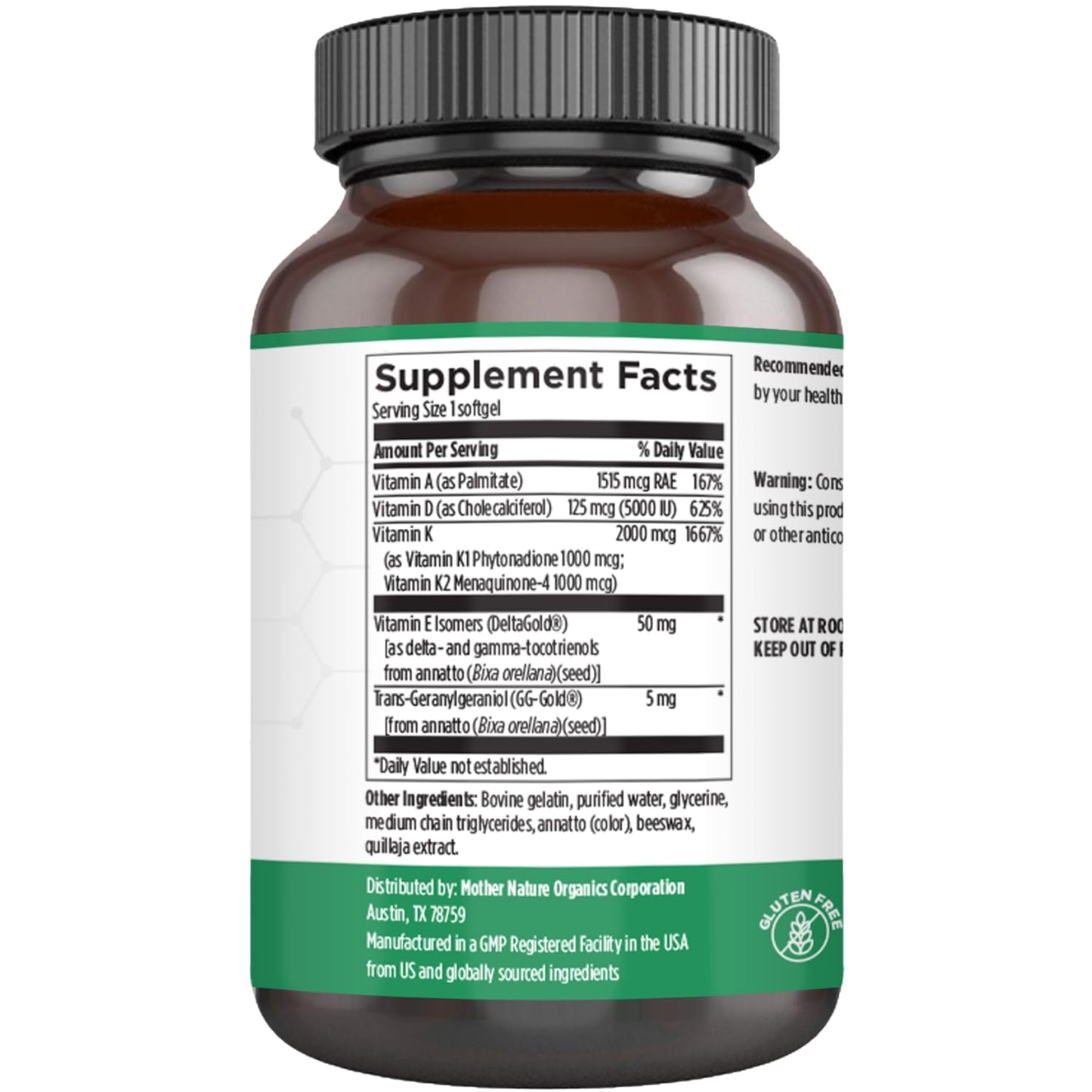 ADK Vitamin Supplement - 5000 IU Vitamin D3 + A & K2 MK-7 - High Absorption for Bone, Heart & Immune Support - Non-GMO (60 Softgels) - dailyvitalstore
