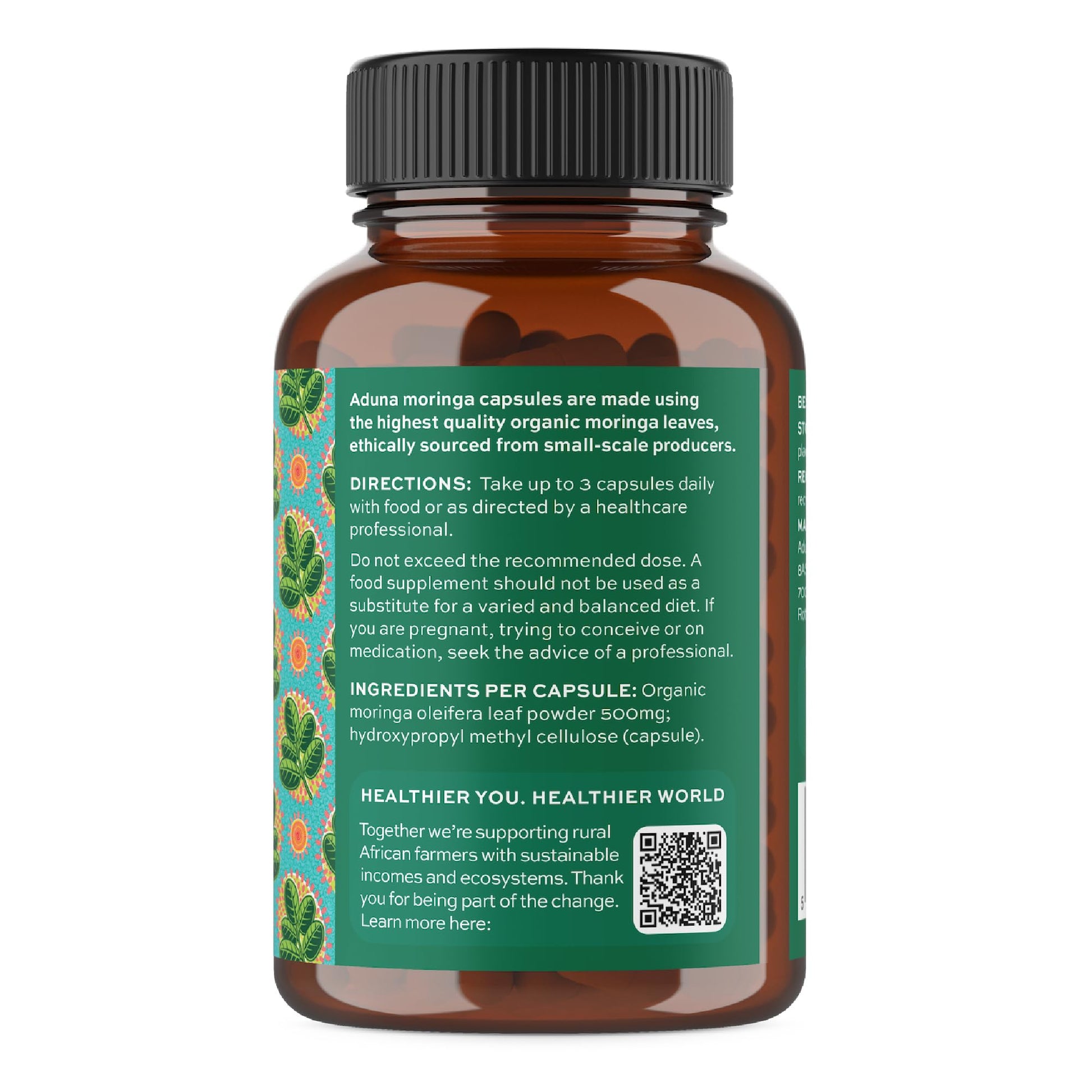 Aduna Organic Moringa Capsules 1500mg | 100% Pure Moringa Leaf for Energy, Immunity & Focus | Natural Plant-Based Food Supplement for Tiredness, Recovery & Breastfeeding | 180 Vegan Capsules - dailyvitalstore
