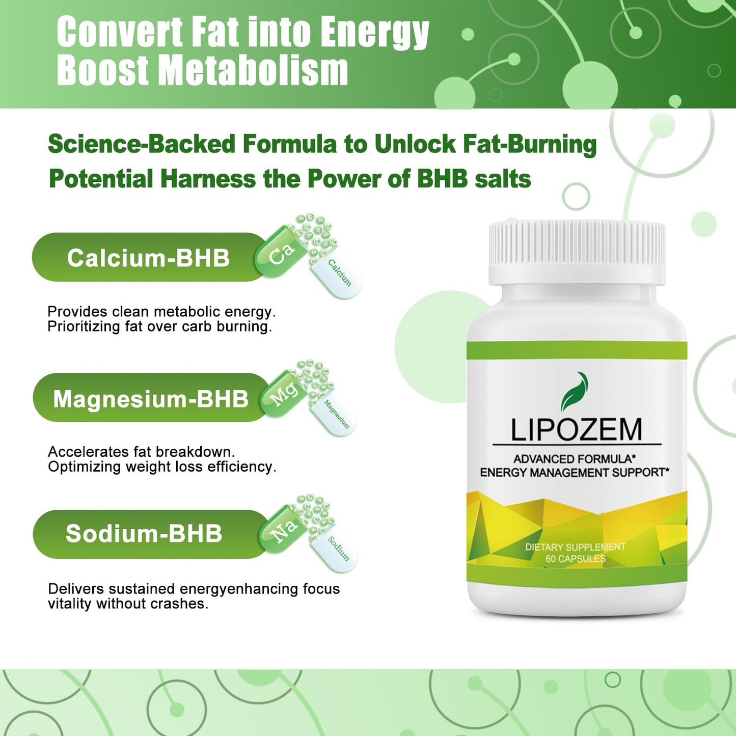Advanced BHB Supplements, Support Natural Weight Management, Third-Party Tested, Vegan, Gluten Free, Non GMO, 60 Capsules - dailyvitalstore