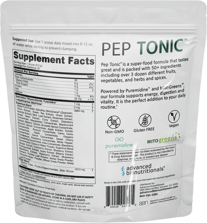 Advanced Bionutritionals Pep Tonic Powdered Superfood Formula 50 Fruits, Vegetables, Herbs, and Superfoods - Vegan, Vegetarian - 9.84 OZ - 279 g - dailyvitalstore