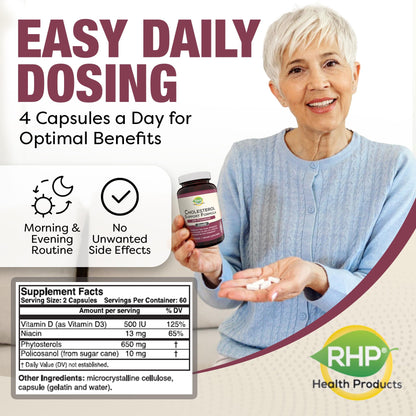 Advanced Cholesterol Health Complex with Plant Sterols. Cholesterol & Lipid Support Supplement for Healthy Heart & Cholesterol Levels for Men & Women. 120 Capsules - dailyvitalstore