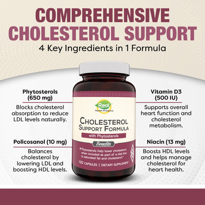 Advanced Cholesterol Health Complex with Plant Sterols. Cholesterol & Lipid Support Supplement for Healthy Heart & Cholesterol Levels for Men & Women. 120 Capsules - dailyvitalstore