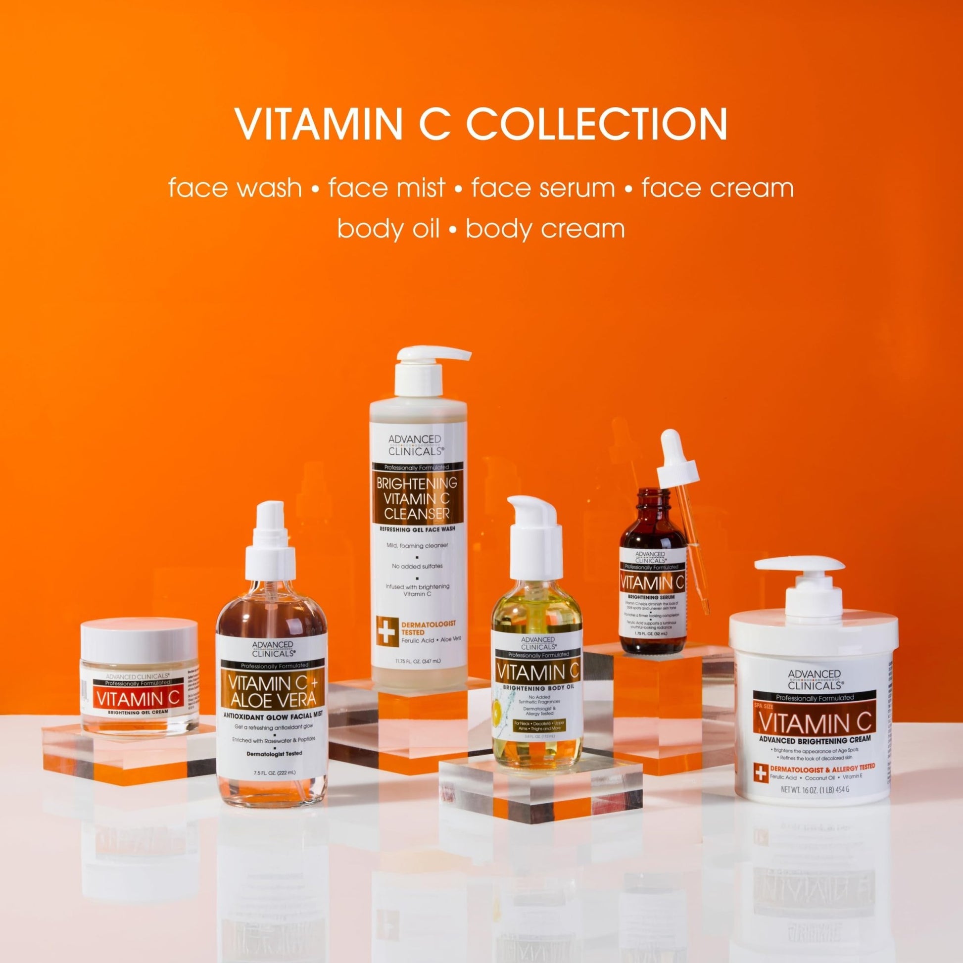 Advanced Clinicals Brightening Vitamin C Serum For Face With Glycolic Acid + Lactic Acid | Vitamin C Eye Serum Face Moisturizer For Improving - dailyvitalstore