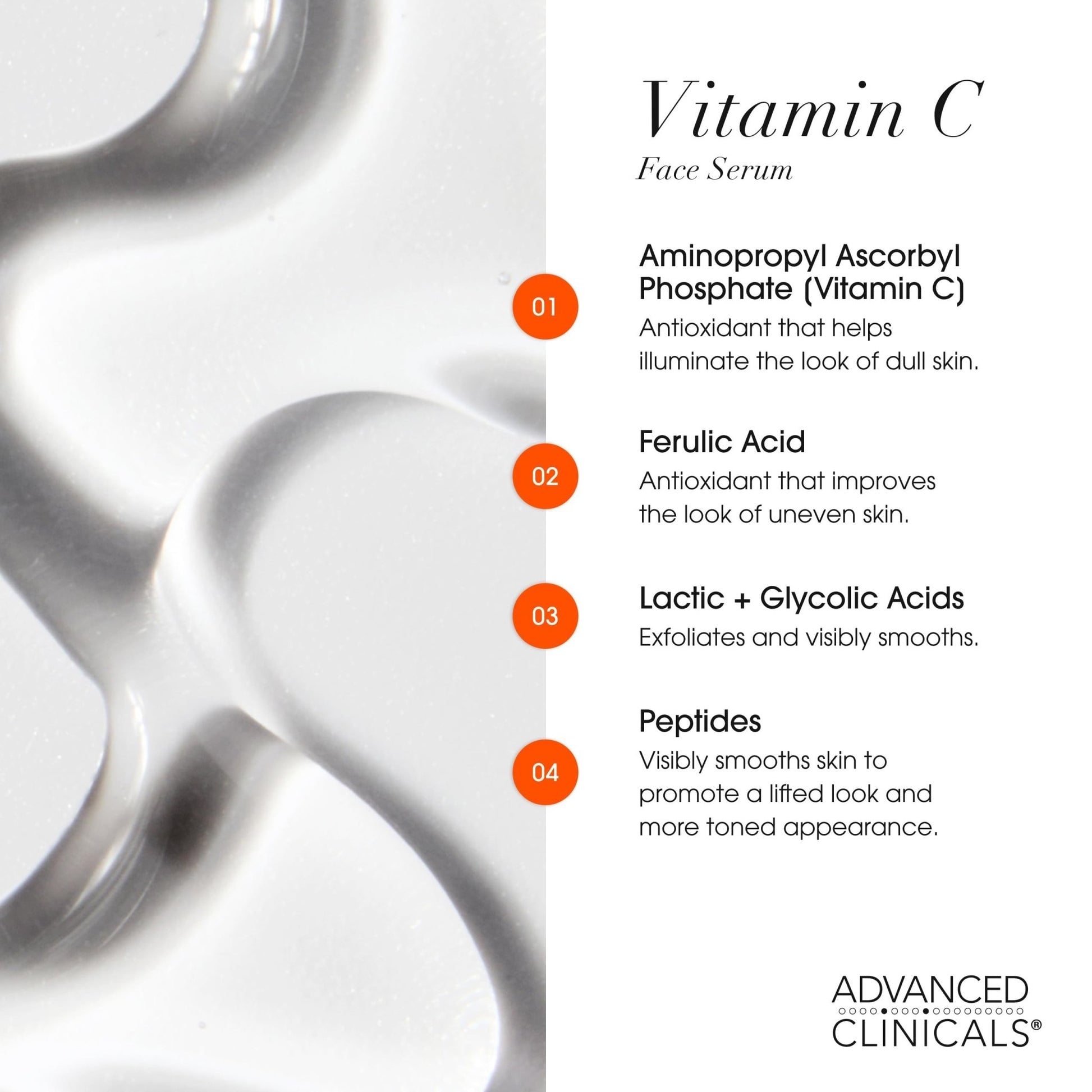 Advanced Clinicals Brightening Vitamin C Serum For Face With Glycolic Acid + Lactic Acid | Vitamin C Eye Serum Face Moisturizer For Improving - dailyvitalstore