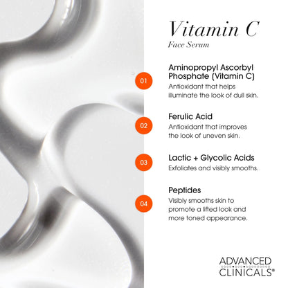 Advanced Clinicals Brightening Vitamin C Serum For Face With Glycolic Acid + Lactic Acid | Vitamin C Eye Serum Face Moisturizer For Improving - dailyvitalstore
