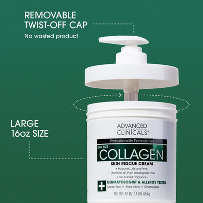 Advanced Clinicals Collagen Cream Body Lotion & Face Moisturizer W/Vitamin E | Skincare Moisturizing Collagen Lotion For Women, Men, Hand, & Neck Improves Look Of Crepey Skin & Uneven Dry Skin, 2pc - dailyvitalstore