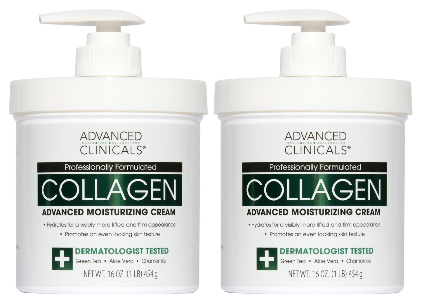 Advanced Clinicals Collagen Cream Body Lotion & Face Moisturizer W/Vitamin E | Skincare Moisturizing Collagen Lotion For Women, Men, Hand, & Neck Improves Look Of Crepey Skin & Uneven Dry Skin, 2pc - dailyvitalstore