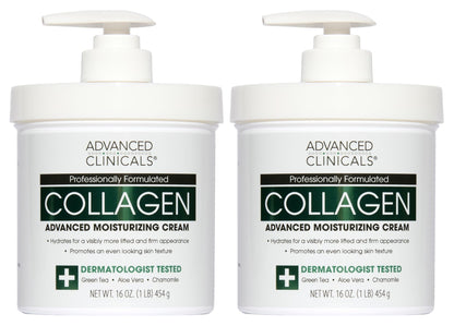 Advanced Clinicals Collagen Cream Body Lotion & Face Moisturizer W/Vitamin E | Skincare Moisturizing Collagen Lotion For Women, Men, Hand, & Neck Improves Look Of Crepey Skin & Uneven Dry Skin, 2pc - dailyvitalstore