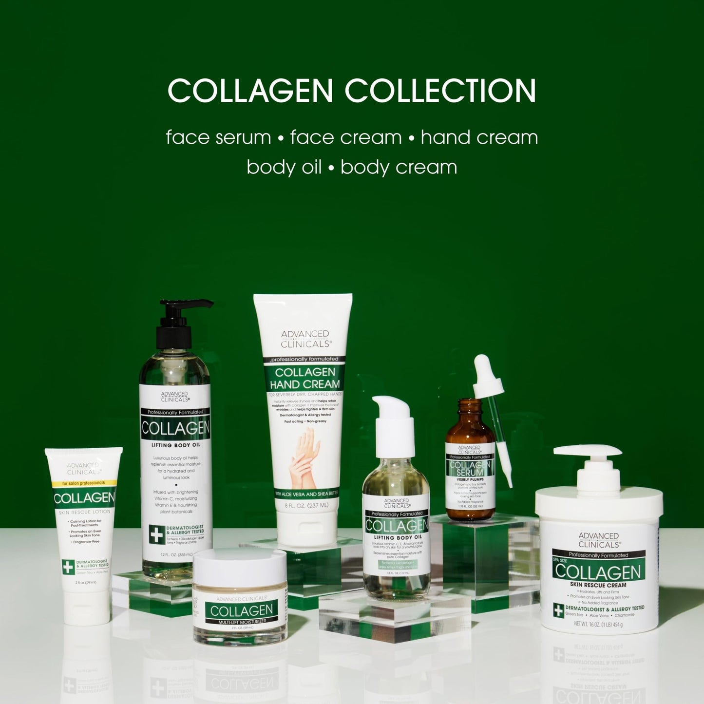 Advanced Clinicals Collagen Cream Body Lotion & Face Moisturizer W/Vitamin E | Skincare Moisturizing Collagen Lotion For Women, Men, Hand, & Neck Improves Look Of Crepey Skin & Uneven Dry Skin, 2pc - dailyvitalstore