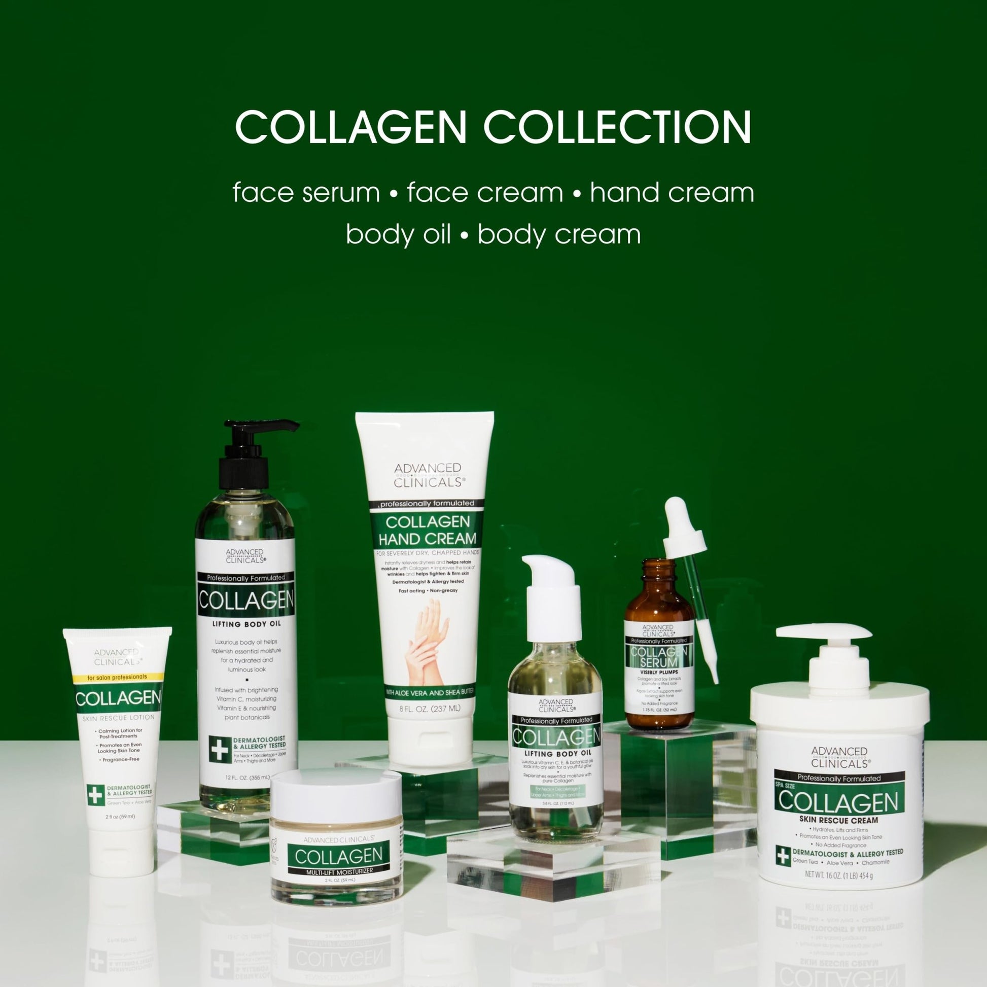 Advanced Clinicals Collagen Cream Body Lotion & Face Moisturizer W/Vitamin E | Skincare Moisturizing Collagen Lotion For Women, Men, Hand, & Neck Improves Look Of Crepey Skin & Uneven Dry Skin, 2pc - dailyvitalstore