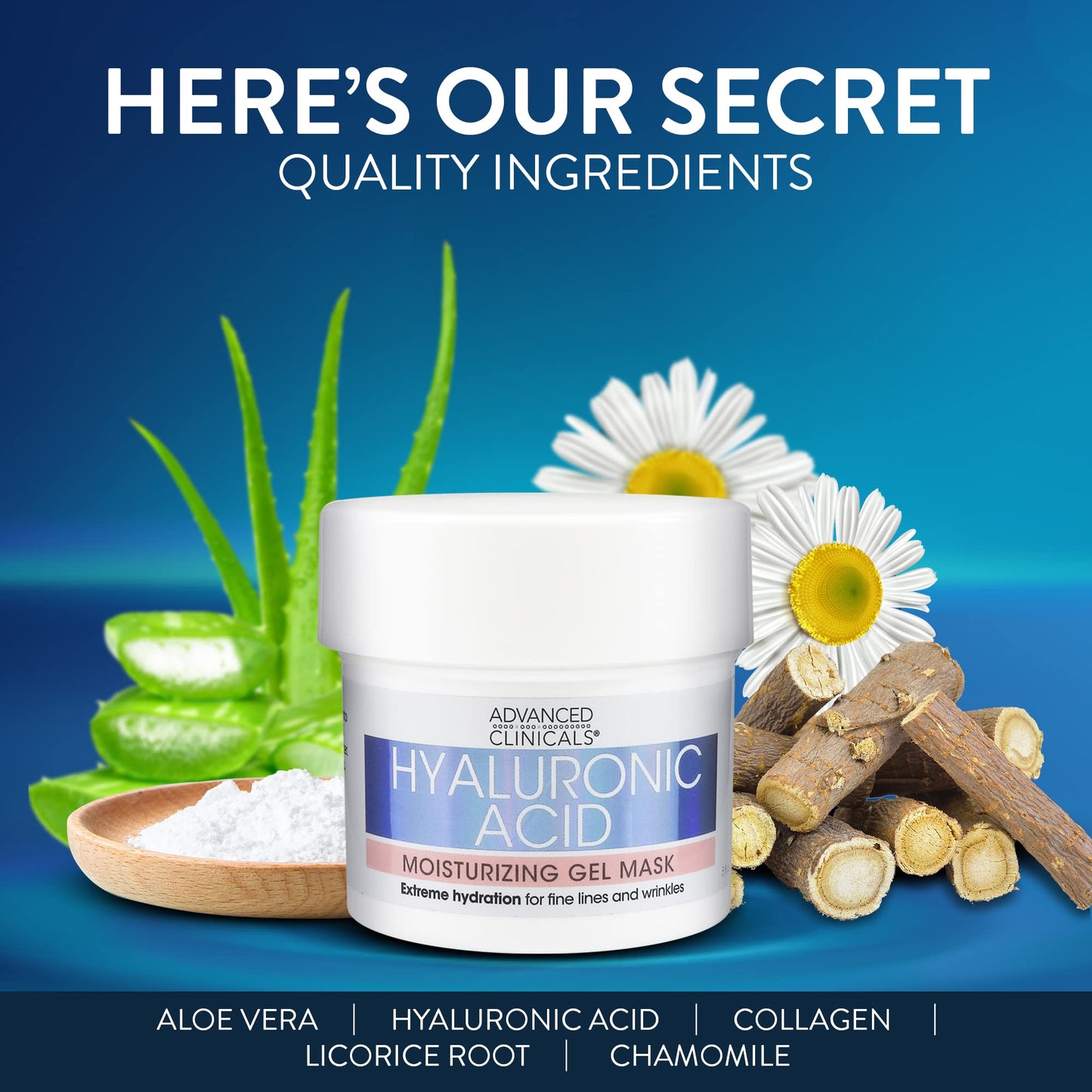 Advanced Clinicals Hyaluronic Acid Gel Facial Mask Skin Care Treatment, Brightening, Hydrating Anti Aging Face Mask & Moisturizer Helps Transform Dry Skin W/Collagen - dailyvitalstore