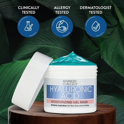 Advanced Clinicals Hyaluronic Acid Gel Facial Mask Skin Care Treatment, Brightening, Hydrating Anti Aging Face Mask & Moisturizer Helps Transform Dry Skin W/Collagen - dailyvitalstore
