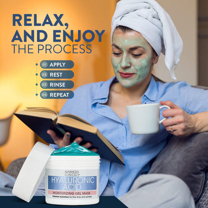 Advanced Clinicals Hyaluronic Acid Gel Facial Mask Skin Care Treatment, Brightening, Hydrating Anti Aging Face Mask & Moisturizer Helps Transform Dry Skin W/Collagen - dailyvitalstore