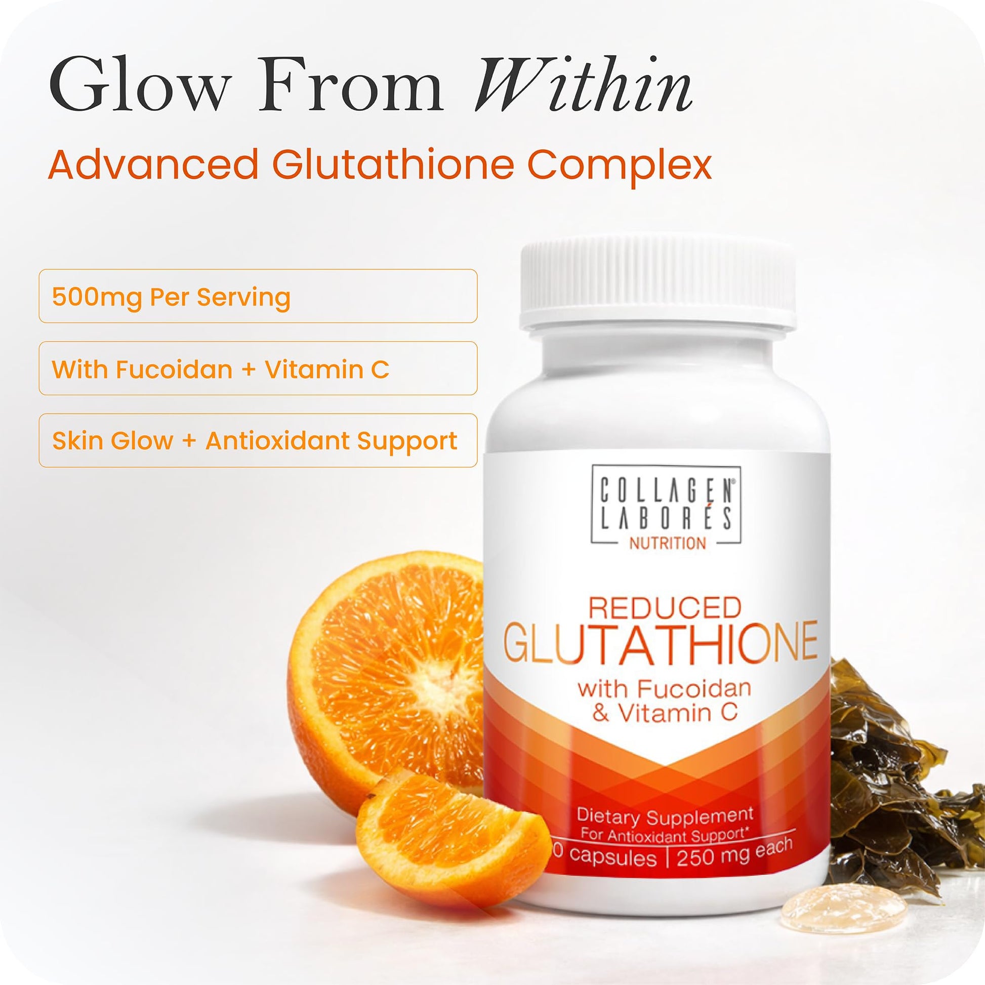 Advanced Glutathione Complex 500mg – with Fucoidan & Vitamin C – Antioxidant Support for Skin Glow, Detox & Immune Health – Non-GMO, Made in USA (60 Capsules) - dailyvitalstore