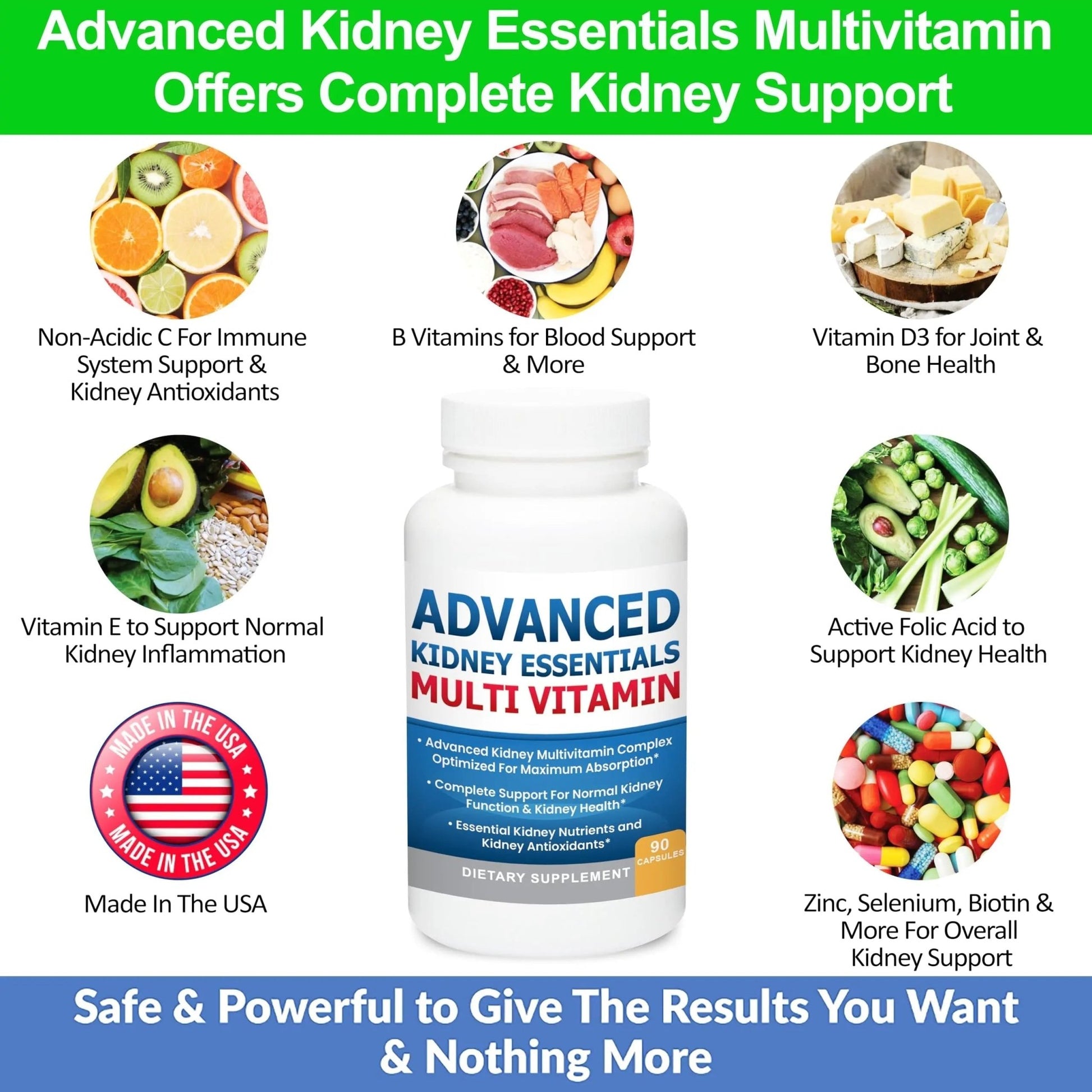 Advanced Kidney Essentials Multivitamin. Kidney Support Supplement for Complete Kidney Health. Kidney Health Supplement - dailyvitalstore