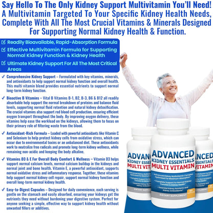 Advanced Kidney Essentials Multivitamin. Kidney Support Supplement for Complete Kidney Health. Kidney Health Supplement - dailyvitalstore