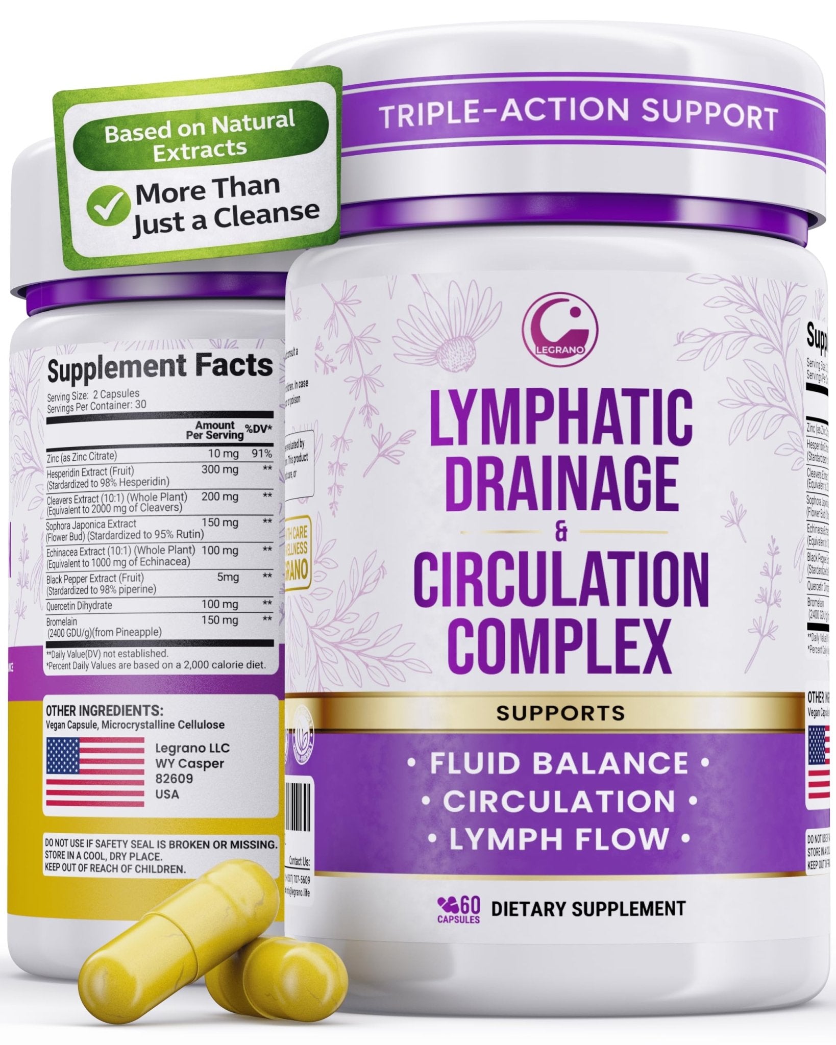 Advanced Lymphatic Drainage Supplements – Lymphatic Cleanse & Lymph System Support with Hesperidin, Rutin, Quercetin with Bromelain – Herbal Lymphatic Support Formula – 60 Capsules - dailyvitalstore