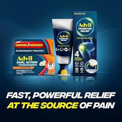 Advil Dual Action Back Pain Caplets Delivers 125mg Ibuprofen and 250mg Acetaminophen Per Dose for 8 Hours of Back Pain Relief - 144 Count - dailyvitalstore