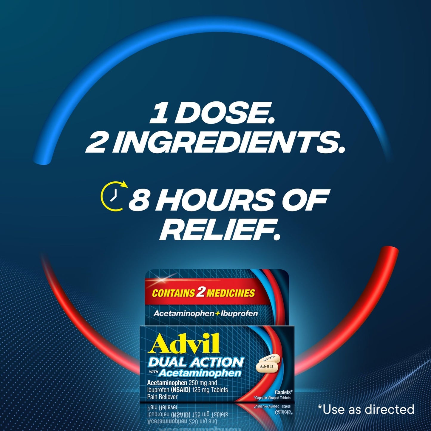 Advil Dual Action Coated Caplets, 125 Mg Ibuprofen and 250 Mg Acetaminophen per Dose (2 Dose Equivalent) for 8 Hour Pain Relief - 216 Count - dailyvitalstore