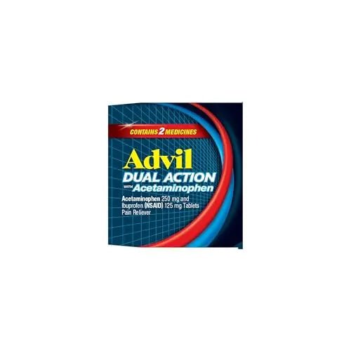 Advil Dual Action Coated Caplets, 125 Mg Ibuprofen and 250 Mg Acetaminophen per Dose (2 Dose Equivalent) for 8 Hour Pain Relief - 216 Count - dailyvitalstore
