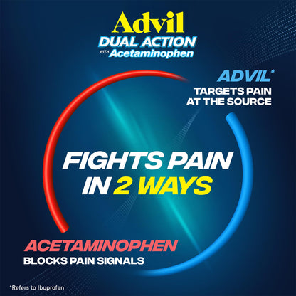 Advil Dual Action Coated Caplets, 125 Mg Ibuprofen and 250 Mg Acetaminophen per Dose (2 Dose Equivalent) for 8 Hour Pain Relief - 216 Count - dailyvitalstore
