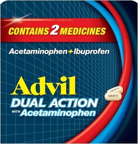 Advil Dual Action Coated Caplets, 125 Mg Ibuprofen and 250 Mg Acetaminophen per Dose (2 Dose Equivalent) for 8 Hour Pain Relief - 216 Count - dailyvitalstore