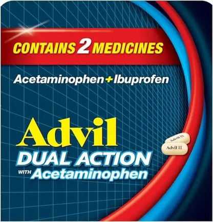 Advil Dual Action Coated Caplets, 125 Mg Ibuprofen and 250 Mg Acetaminophen per Dose (2 Dose Equivalent) for 8 Hour Pain Relief - 216 Count - dailyvitalstore