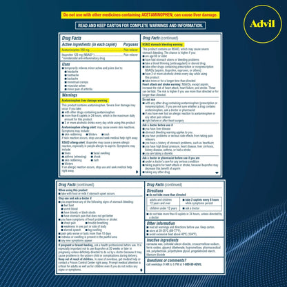Advil Dual Action With Acetaminophen And Ibuprofen (2 Dose Equivalent) For 8 Hour Pain Relief, Coated 144 Ct Caplets And 2 Ct. Sample Of Advil PM - dailyvitalstore