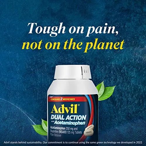 Advil Dual Action With Acetaminophen And Ibuprofen (2 Dose Equivalent) For 8 Hour Pain Relief, Coated 144 Ct Caplets And 2 Ct. Sample Of Advil PM - dailyvitalstore