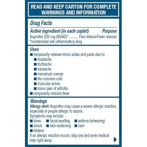 Advil Ibuprofen Coated Caplets Pain Reliever and Fever Reducer 200 Milligram 24Ct - dailyvitalstore