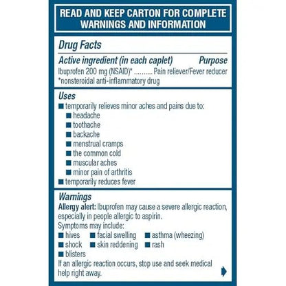 Advil Ibuprofen Coated Caplets Pain Reliever and Fever Reducer 200 Milligram 24Ct - dailyvitalstore