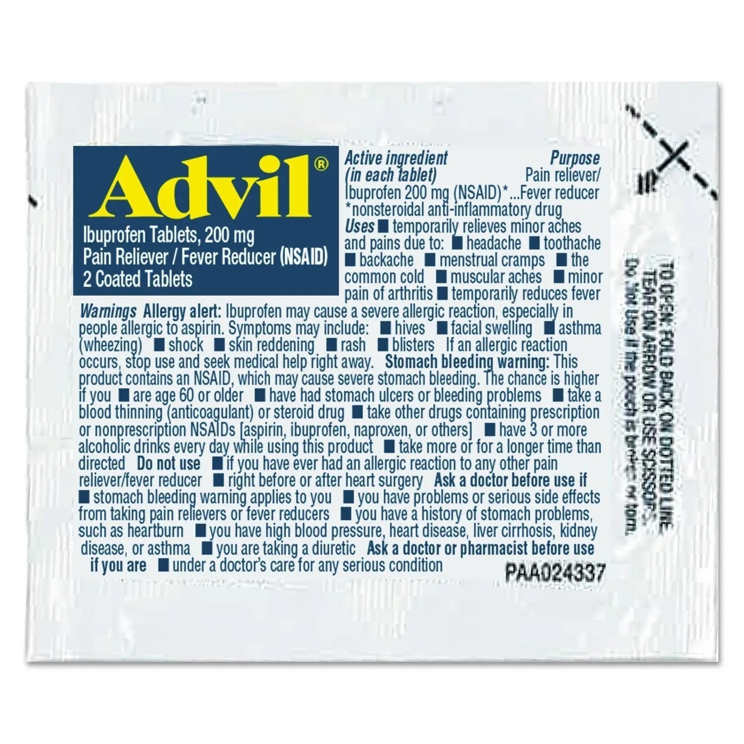 Advil Ibuprofen Tablets, 200mg, Refill Pack, Two Tablets/Packet, 30 Packets/Box - dailyvitalstore