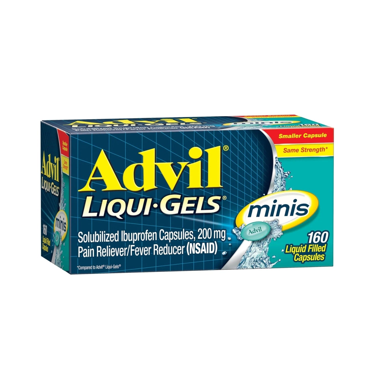 Advil Liqui-Gels Minis Pain Reliever and Fever Reducer, Pain Medicine for Adults with Ibuprofen 200mg for Pain Relief - 160 Liquid Filled Capsules - dailyvitalstore